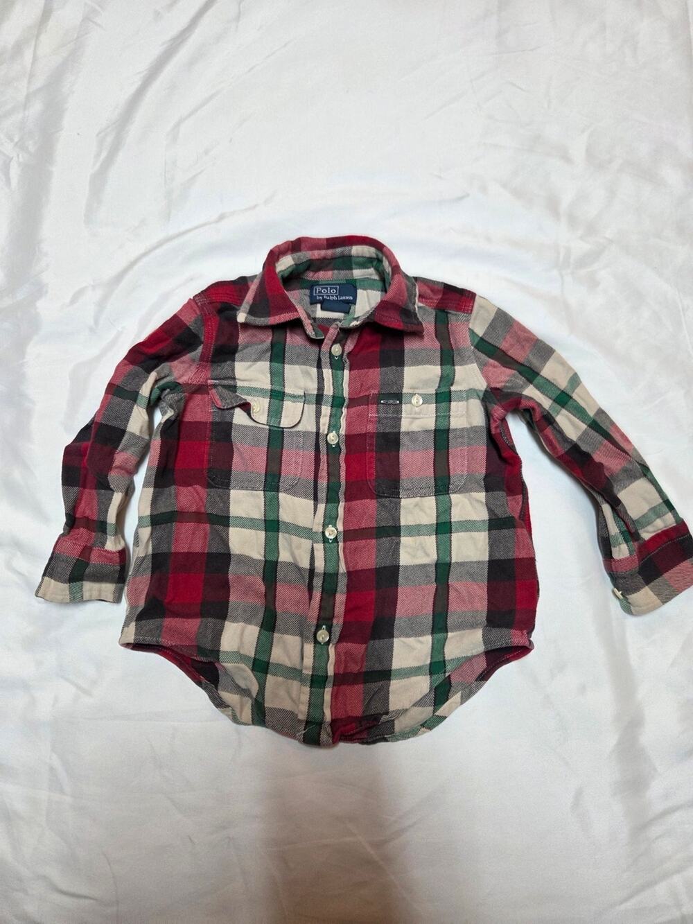 Polo by Ralph Lauren Red, Green & Cream Plaid Button-Down Shirt 2T